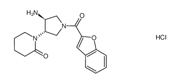 1-[(3S,4S)-4-amino-1-(benzofuran-2-carbonyl)-pyrrolidin-3-yl]-piperidin-2-one hydrochloride结构式