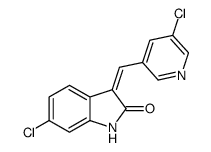 6-chloro-3-[(5-chloropyridin-3-yl)methylene]-1,3-dihydro-2H-indol-2-one结构式