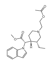 methyl (αRS, 3SR, 4SR)-α-[1-(2-acetoxyethyl)-3-ethyl-4-piperidyl]-1-indoleacetate结构式