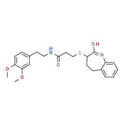 N-[2-(3,4-dimethoxyphenyl)ethyl]-3-[(2-hydroxy-4,5-dihydro-3H-1-benzazepin-3-yl)sulfanyl]propanamide Structure