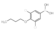 (4-丁氧基-3,5-二氯苯基)硼酸结构式