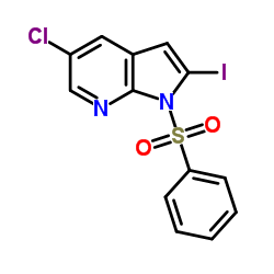 5-Chloro-2-iodo-1-(phenylsulfonyl)-1H-pyrrolo[2,3-b]pyridine结构式