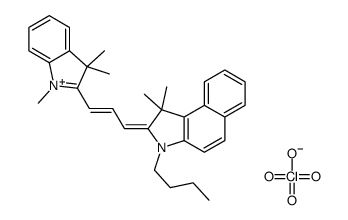 3-Butyl-2-[3-(1,3-dihydro-1,3,3-trimethyl-2H-indol-2-ylidene)-1-propen-1-yl]-1,1-dimethyl-1H-benz[e]indolium perchlorate结构式