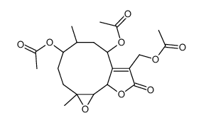 (1aR,10aS,10bR)-4α,7α-Bis(acetyloxy)-8-(acetyloxy)methyl-2,3,4,5,6,7,10a,10b-octahydro-1a,5α-dimethyloxireno[9,10]cyclodeca[1,2-b]furan-9(1aH)-one结构式