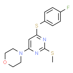 4-FLUOROPHENYL 2-(METHYLSULFANYL)-6-MORPHOLINO-4-PYRIMIDINYL SULFIDE结构式