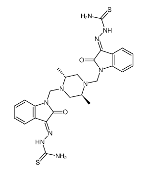 1,1'-(2,5-dimethyl-piperazine-1,4-diyldimethyl)-bis-indole-2,3-dione 3,3'-bis-thiosemicarbazone结构式