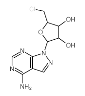 2-(5-amino-2,4,8,9-tetrazabicyclo[4.3.0]nona-1,3,5,7-tetraen-9-yl)-5-(chloromethyl)oxolane-3,4-diol structure