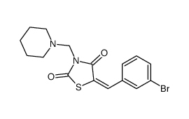 (5E)-5-[(3-bromophenyl)methylidene]-3-(piperidin-1-ylmethyl)-1,3-thiazolidine-2,4-dione结构式