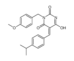 (5E)-1-[(4-methoxyphenyl)methyl]-5-[(4-propan-2-ylphenyl)methylidene]-1,3-diazinane-2,4,6-trione结构式