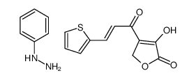 4-hydroxy-3-[(E)-3-thiophen-2-ylprop-2-enoyl]-2H-furan-5-one,phenylhydrazine结构式
