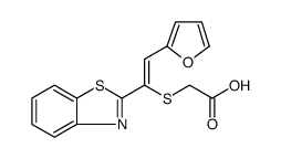 Acetic acid, 2-[[1-(2-benzothiazolyl)-2-(2-furanyl)ethenyl]thio] Structure