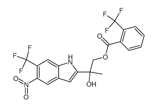 2-Trifluoromethyl-benzoic acid 2-hydroxy-2-(5-nitro-6-trifluoromethyl-1H-indol-2-yl)-propyl ester Structure