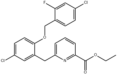 ethyl 6-({5-chloro-2-[(4-chloro-2-fluorophenyl)methoxy]phenyl}methyl)pyridine-2-carboxylate结构式