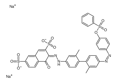 sodium 3-[[2,2'-dimethyl-4'-[[4-[(phenylsulphonyl)oxy]phenyl]azo][1,1'-biphenyl]-4-yl]azo]-4-hydroxynaphthalene-2,7-disulphonate结构式