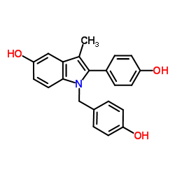 1-(4-Hydroxybenzyl)-2-(4-hydroxyphenyl)-3-methyl-1H-indol-5-ol结构式