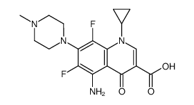 5-amino-1-cyclopropyl-6,8-difluoro-7-(4-methyl-1-piperazinyl)-4(1H)-oxoquinoline-3-carboxylic acid结构式