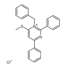 1-benzyl-6-(methylthio)-2,4-diphenylpyrimidin-1-ium chloride Structure