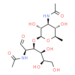 2-acetamido-3-O-(3-acetamido-3,6-dideoxy-beta-glucopyranosyl)-2-deoxy-galactopyranose结构式