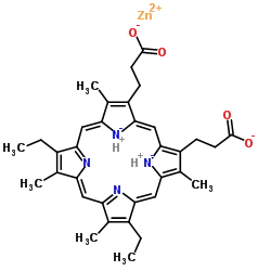Zincate(2-),[7,12-diethyl-3,8,13,17-tetramethyl-21H,23H-porphine-2,18-dipropanoato(4-)-kN21,kN22,kN23,kN24]-, dihydrogen, (SP-4-2)-(9CI) Structure