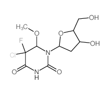 5-chloro-5-fluoro-1-[4-hydroxy-5-(hydroxymethyl)oxolan-2-yl]-6-methoxy-1,3-diazinane-2,4-dione结构式