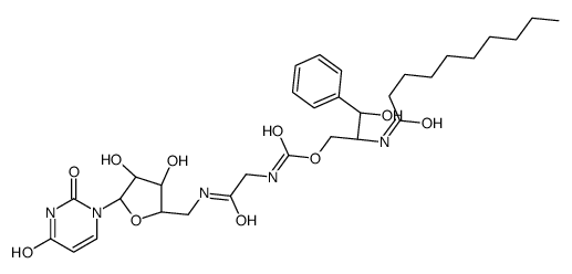 5'-((N-(2-decanoylamino-3-hydroxy-3-phenylpropyloxycarbonyl)glycyl)amino)-5'-deoxyuridine结构式