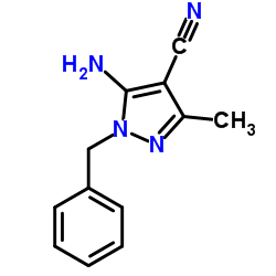 5-Amino-1-benzyl-3-methyl-1H-pyrazole-4-carbonitrile结构式