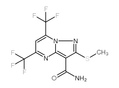 5,7-bis(trifluoromethyl)-2-(methylthio)pyrazolo-[1,5-a]pyrimidine-3-carboxamide structure