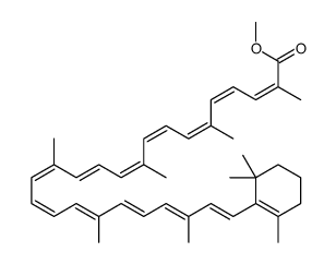 methyl (2E,4E,6E,8E,10E,12E,14E,16E,18E,20E,22E,24E)-2,6,10,14,19,23-hexamethyl-25-(2,6,6-trimethylcyclohexen-1-yl)pentacosa-2,4,6,8,10,12,14,16,18,20,22,24-dodecaenoate结构式