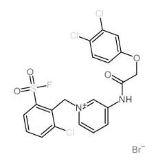 Pyridinium,1-[[2-chloro-6-(fluorosulfonyl)phenyl]methyl]-3-[[2-(3,4-dichlorophenoxy)acetyl]amino]-,bromide (1:1) Structure