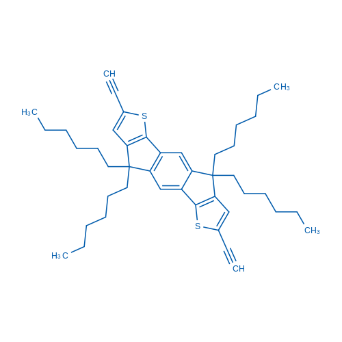 2,7-二炔基-4,4,9,9-四己基-4,9-二氢-s-引达省并[1,2-b:5,6-b']二噻吩结构式