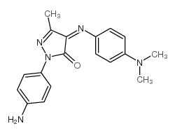 2-Pyrazolin-5-one, 1-(p-aminophenyl)-4-[[p-(dimethylamino)phenyl]imino ]-3-methyl- Structure