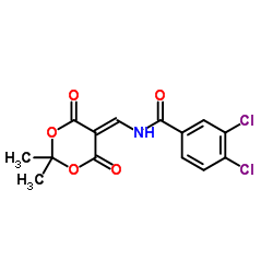 3,4-Dichloro-N-[(2,2-dimethyl-4,6-dioxo-1,3-dioxan-5-ylidene)methyl]benzamide结构式