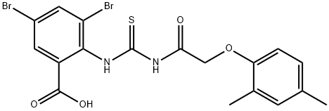 3,5-dibromo-2-[[[[(2,4-dimethylphenoxy)acetyl]amino]thioxomethyl]amino]-benzoic acid结构式