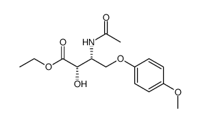 (2S,3R)-3-Acetylamino-2-hydroxy-4-(4-methoxy-phenoxy)-butyric acid ethyl ester Structure