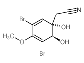 2,4-Cyclohexadiene-1-acetonitrile, 3,5-dibromo-1,6-dihydroxy-4-methoxy-, trans-(+-)- Structure