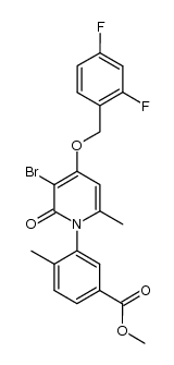 methyl 3-(4-(2,4-difluorobenzyloxy)-3-bromo-6-methyl-2-oxopyridin-1(2H)-yl)-4-methylbenzoate结构式