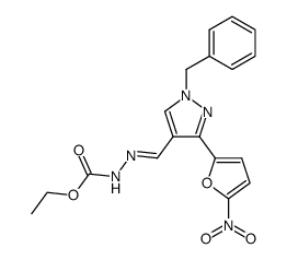 1-benzyl-3-(5-nitro-2-furyl)pyrazole-4-carboxaldehyde-ethoxycarbonylhydrazone Structure