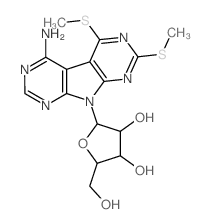 9H-Pyrrolo[2,3-d:5,4-d]dipyrimidin-4-amine, 5, 7-bis(methylthio)-9-.beta.-D-ribofuranosyl- structure