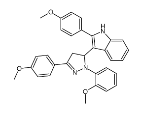 2-(4-methoxyphenyl)-3-[2-(2-methoxyphenyl)-5-(4-methoxyphenyl)-3,4-dih ydropyrazol-3-yl]-1H-indole structure