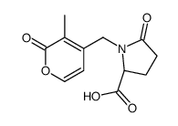 (2S)-1-[(3-methyl-2-oxopyran-4-yl)methyl]-5-oxopyrrolidine-2-carboxylic acid Structure