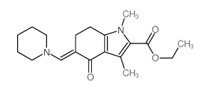 ethyl 1,3-dimethyl-4-oxo-5-(1-piperidylmethylidene)-6,7-dihydroindole-2-carboxylate结构式