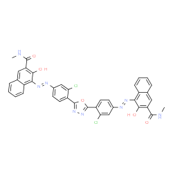 4,4'-[1,3,4-oxadiazole-2,5-diylbis[(3-chloro-4,1-phenylene)azo]]bis[3-hydroxy-N-methylnaphthalene-2-carboxamide]结构式