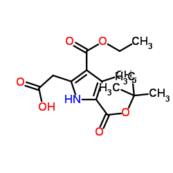 5-carboxymethyl-3-methyl-1H-pyrrole-2,4-dicarboxylic acid 2-tert-butyl ester 4-ethyl ester结构式