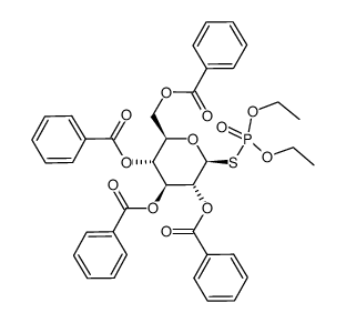 O,O'-diethyl-S-(2,3,4,6-tetra-O-benzoyl-β-D-glucopyranosyl) thiophosphate Structure