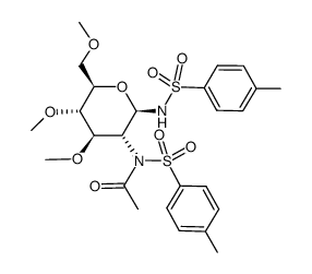 2-N-acetyl-3,4,6-tri-O-methyl-1,2-dideoxy-1,2-di-(p-toluenesulfonamido)-β-D-glucopyranose Structure