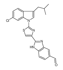 methyl 2-{2-[6-chloro-3-isobutyl-1H-indol-1-yl]-1,3-thiazol-4-yl}-1H-benzimidazole-5-carbaldehyde结构式