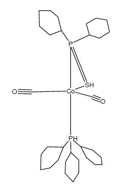 dicarbonyl(η2-dicyclohexylthiophosphinito)(tricyclohexylphosphane)cobalt(I) Structure
