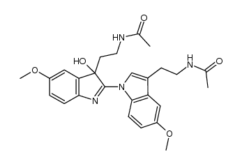 N,N'-((3'-hydroxy-5,5'-dimethoxy-3'H-[1,2'-biindole]-3,3'-diyl)bis(ethane-2,1-diyl))diacetamide Structure