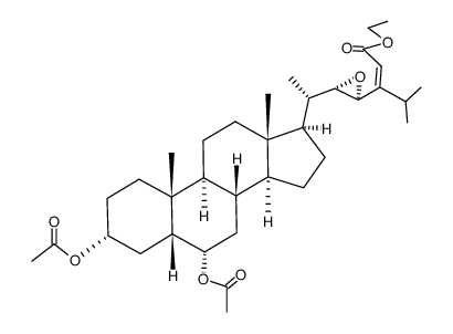(22S,23S,24Z)-3α,6α-diacetoxy-22,23-epoxy-5β-cholesten-24-carboxyethylene ethyl ester Structure