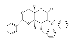 Methyl-4,6-di-O-benzylidene-2,3-di-O-benzyl-α-D-glucopyranoside结构式